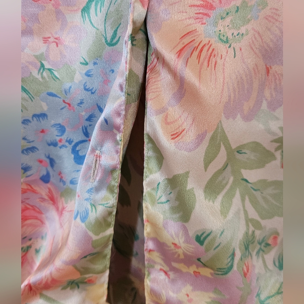 Vintage Victoria's Secret Pastel Floral Satin Pajama Top - Picture 2 of 6
